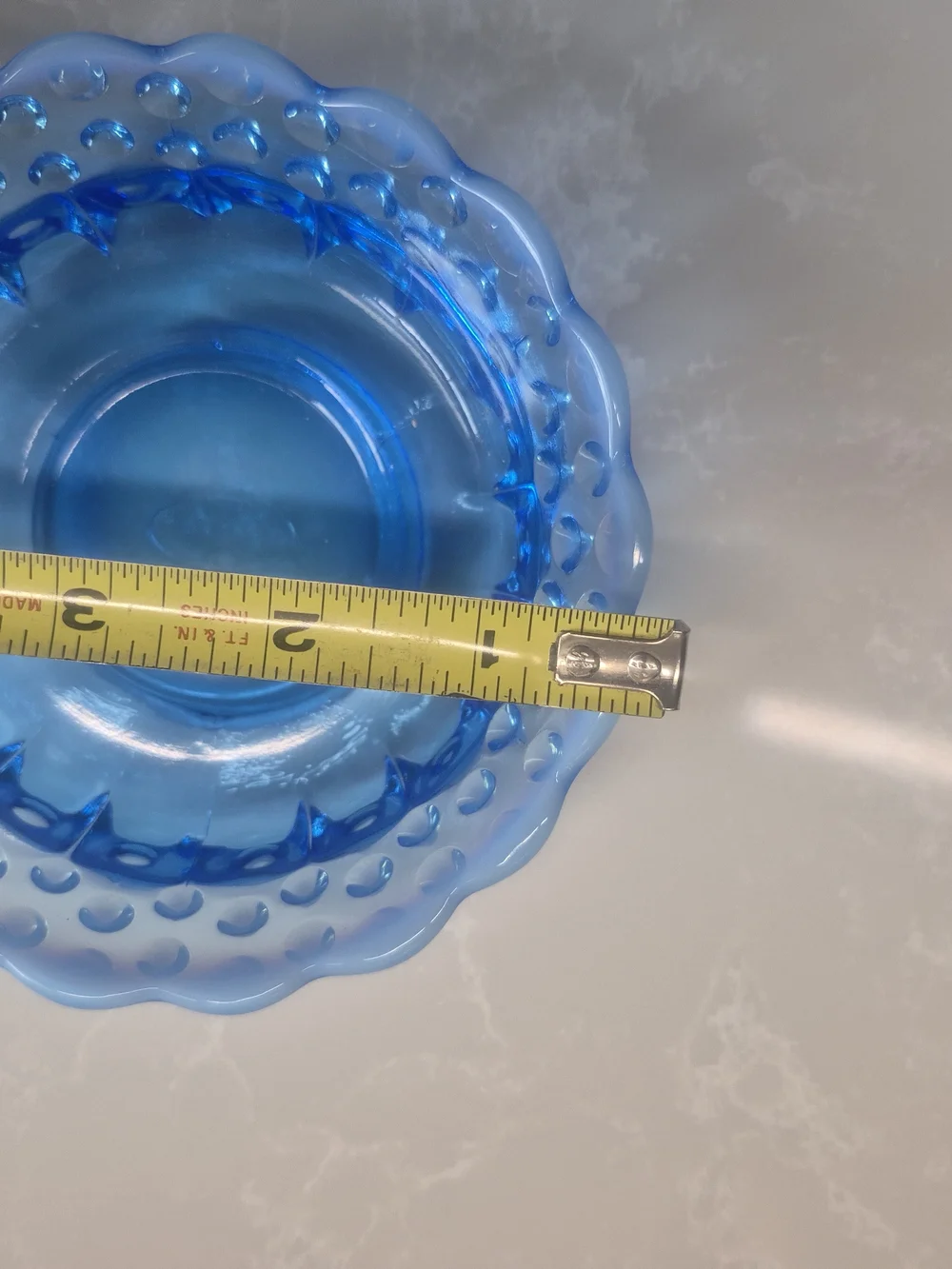 Vintage Fenton Blue Hobnail Glass Bowl